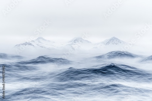 Wallpaper Mural Snowy Peaks Above a Turbulent Sea Torontodigital.ca