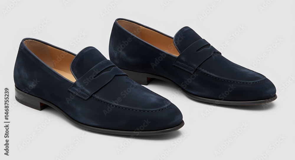 Elegant Navy Blue Suede Penny Loafers Men's Formal Shoes Elegant Navy Blue Suede Penny Loafers Men's Formal Shoes