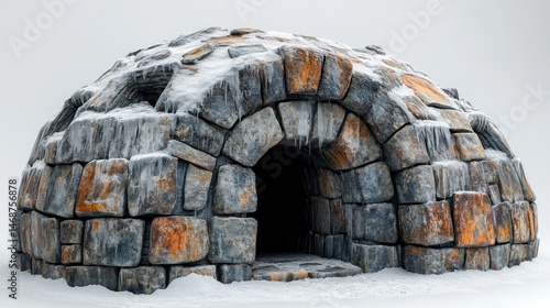 Stone Igloo in Winter Wonderland: A Majestic Arctic Structure