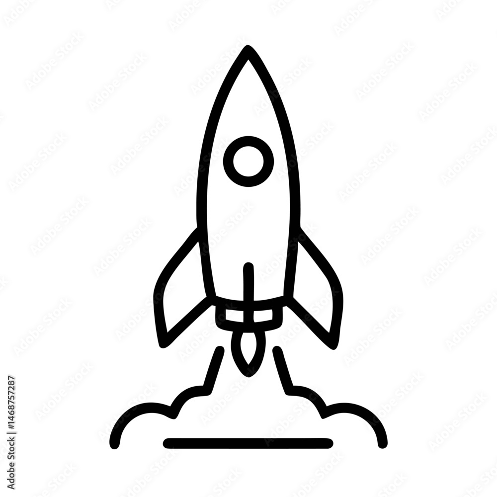 Rocket Launch Icon – Minimal Spacecraft Outline Symbol for Innovation and Startup Concepts Rocket Launch Icon – Minimal Spacecraft Outline Symbol for Innovation and Startup Concepts
