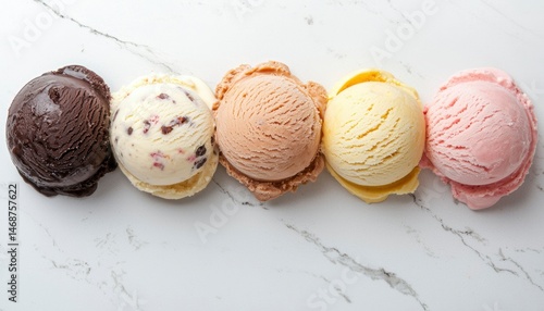 Obraz na płótnie Assorted ice cream scoops on marble w salonie