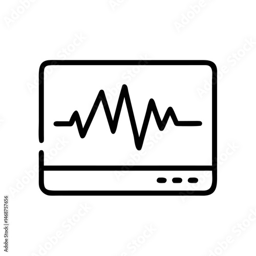 Heartbeat Monitor Icon Vector – Medical ECG Display Outline Symbol