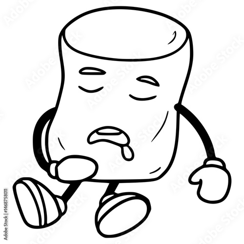 marshmallow character sleep illustration hand drawn outline vector