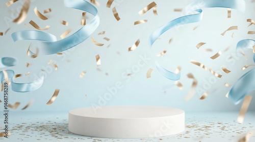 Elegant, light-blue and gold celebration podium