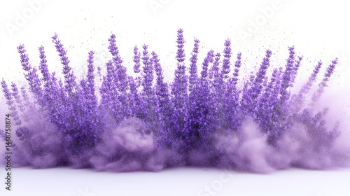 Lavender explosion, white background, floral design, cosmetic ad