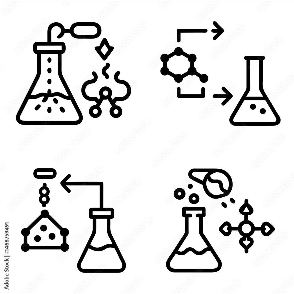 chemical reaction icon set
chemical reaction icon set
