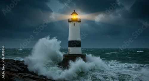 Stormy lighthouse beacon
