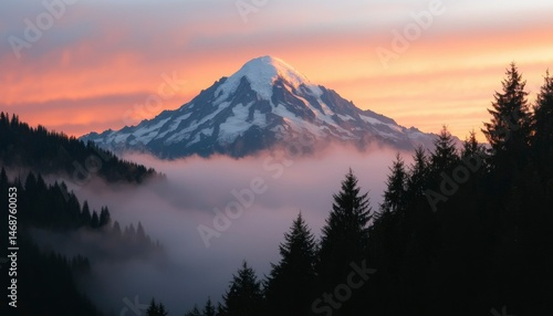 Mountain peak at sunrise
