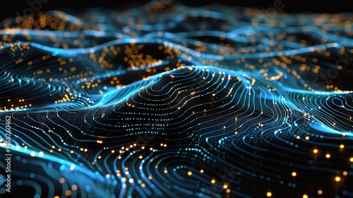 high-tech drawing, background, luminous dots