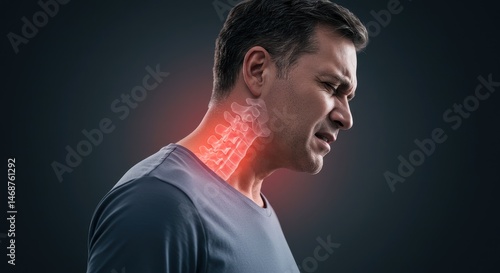 Individual Experiencing Severe Neck And Throat Pain