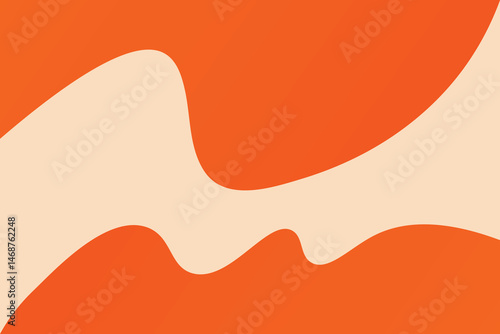 Abstract background with orange curved shapes effect and beige color banner.