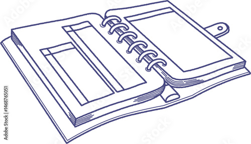 手帳の線画のイラスト