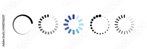 Circle loader collection. Loading bar Icons and Progress Bar icon Vector Set in black and white. Load bar, buffer vector icon. Loading bar icons symbol. Loading status icon.