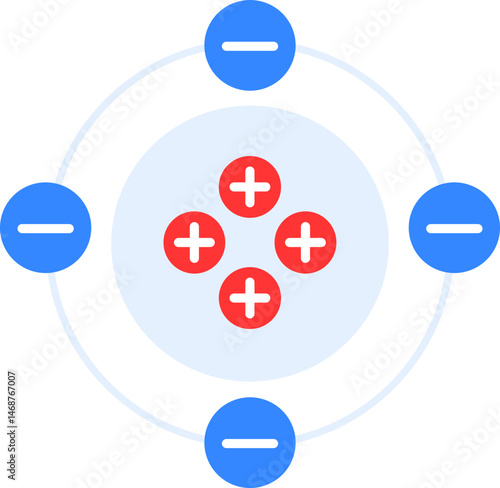 Illustration of Neutral Atom Structure with Electrons