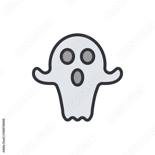 Cartoonish spook on white backdrop, playfully haunting Halloween nights