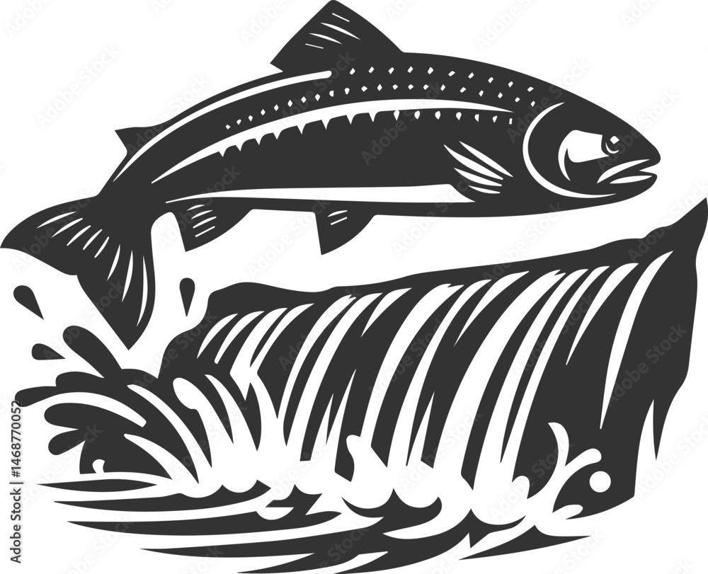 Fototapeta premium Vector salmon fish silhouette
