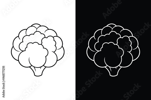 Simple Cauliflower Line Drawing. Flat Vegetable Vector for Food Design