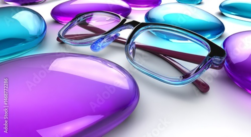 Colorful Abstract Shapes on White Background