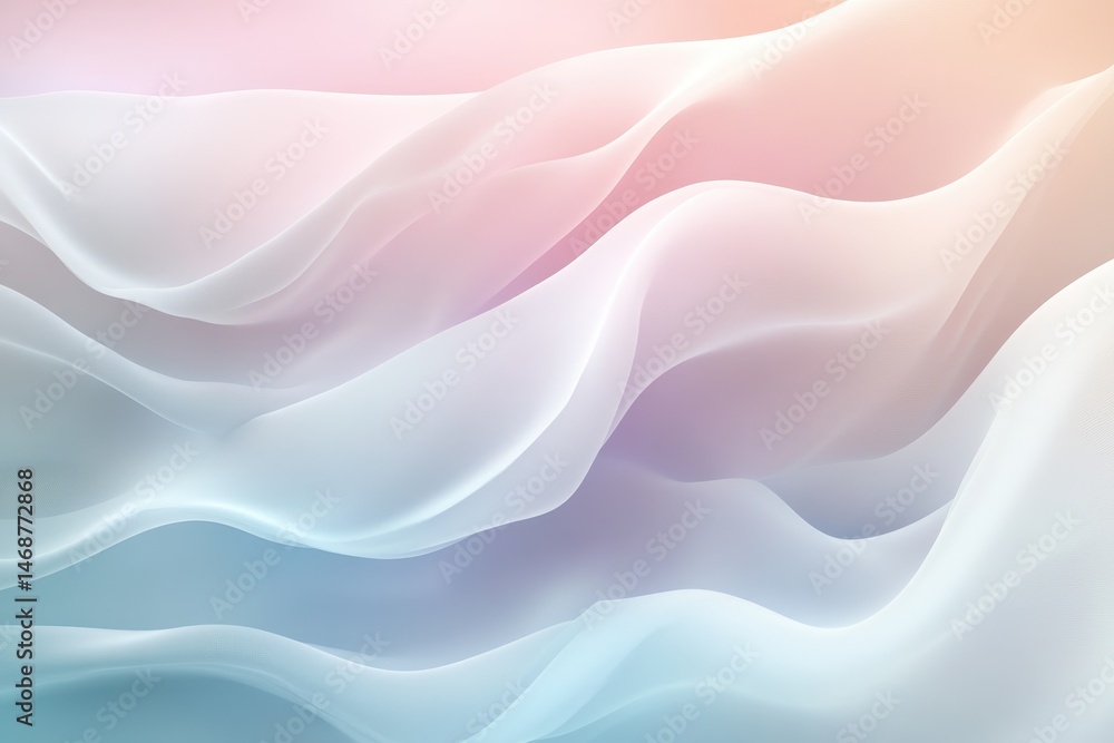 Obraz premium Delicate abstract waves in soft pastel colors create a serene visual experience for relaxation and inspiration, Delicate abstract waves in soft pastel colors Abstract concept