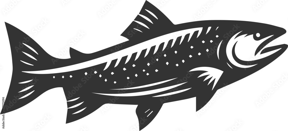 Obraz premium Vector salmon fish silhouette