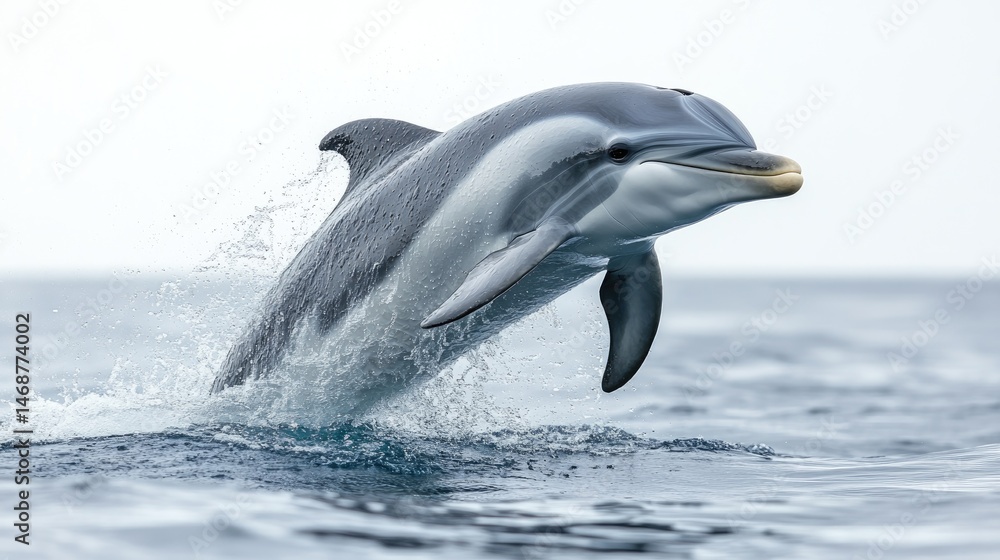 Fototapeta premium Dolphin leaps gracefully above the water's surface