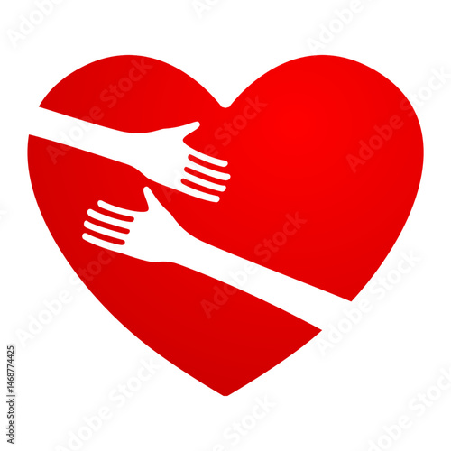 Illustration of a heart with two arms