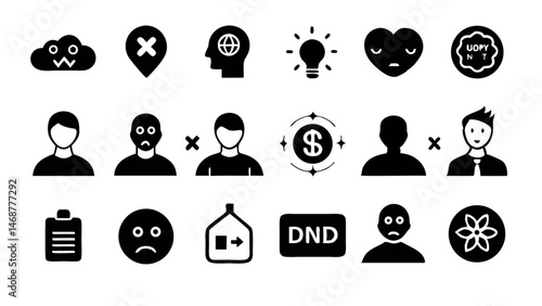 Mental Disorders Line Icon Set Vector Pictograms for Awareness and Education