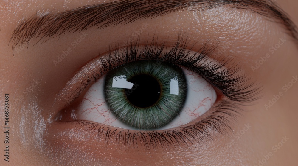 A close-up view of human eye with iris and pupil visible. A close-up view of human eye with iris and pupil visible.