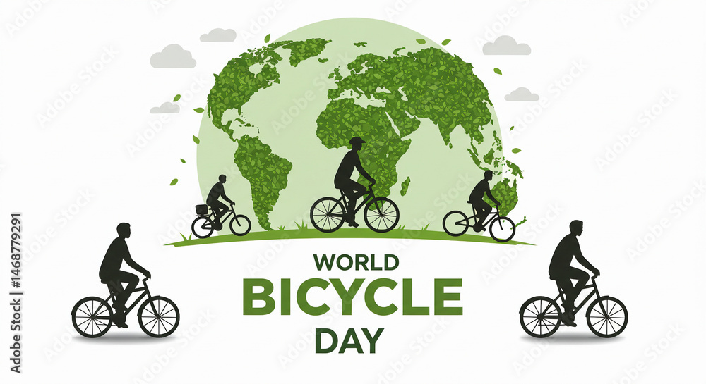 Obraz premium Eco-Friendly World Bicycle Day Illustration – Promoting Green Mobility and Planet Health