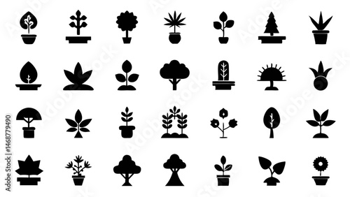 Plant tree icon set vector glyph pictograms of leaf in various styles suitable for environmental and nature-related design projects