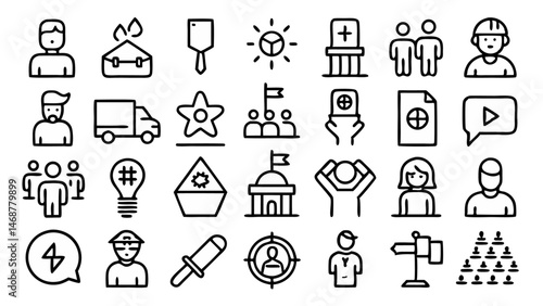 set of icons of people