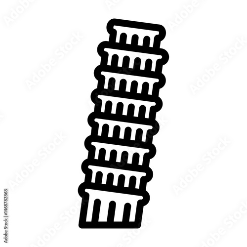 Leaning Tower of Pisa Vector Line Icon Design