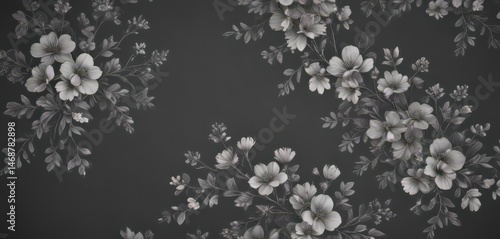 Subtle charcoal grey floral wallpaper, tiny blooms , leaf, flowers