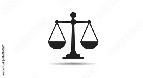 Minimalist Black Scales of Justice Icon with Subtle Shadow Detail
