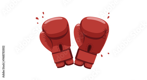 Cartoon Red Boxing Glove with Blood Droplets Right Side View