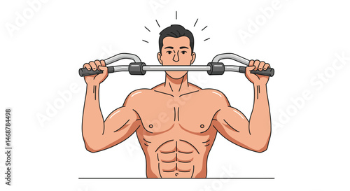 Cartoon Muscular Arm Gripping Silver and Black PullUp Bar