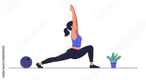 Stylized illustration of a person doing plank exercise with fitness ball