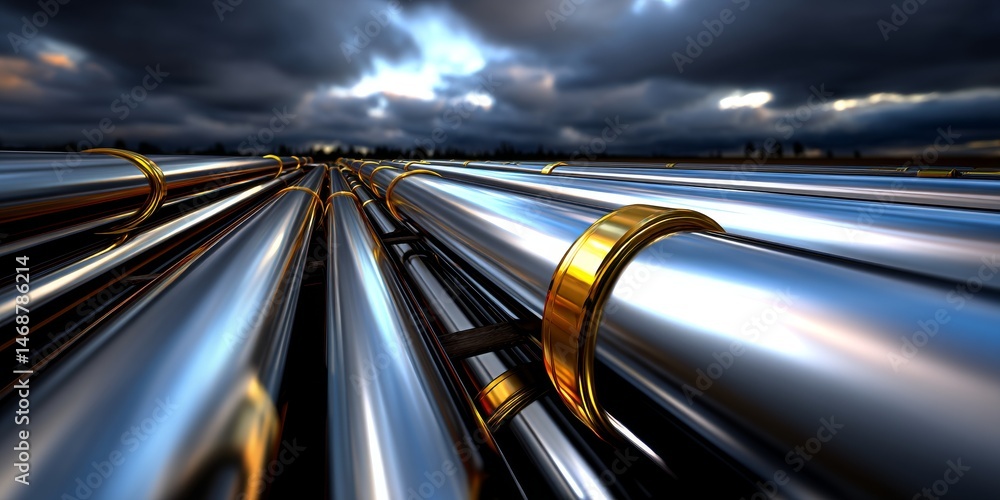 Industrial Oil and Gas Pipeline Network Stretching to Horizon – Energy Infrastructure Industrial Oil and Gas Pipeline Network Stretching to Horizon – Energy Infrastructure
