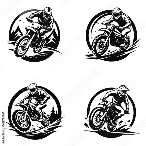 Motorcycle rider silhouette racing extreme sport vector