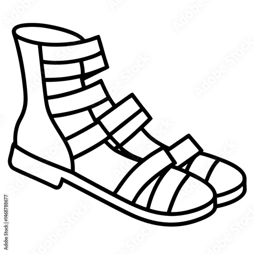 Gladiator Sandals Vector on White Background