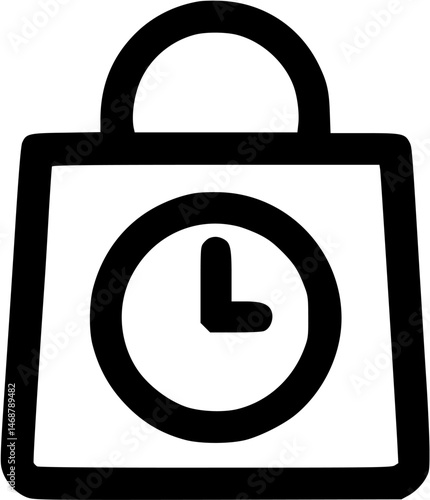 Timesensitive shopping depicted by clock bag