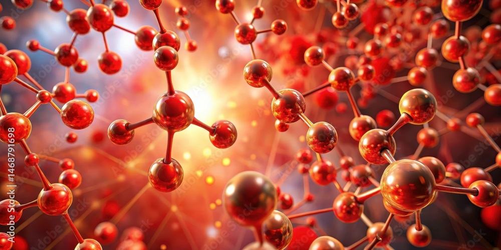 Colorful Red Molecule Cluster Background with Swirling Patterns , swirling patterns, scientific visualization