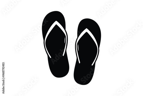 flip flop silhouette vector, black flip flop symbol