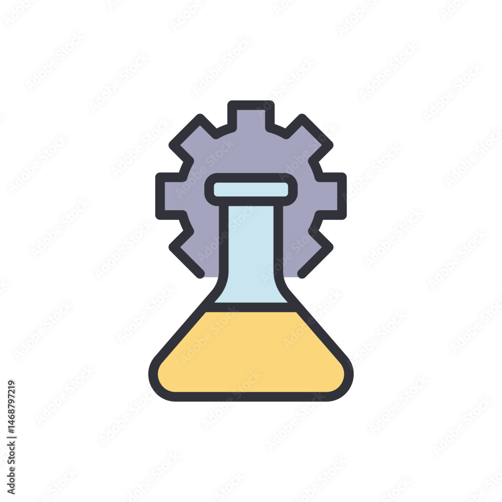 Chemistry Flask within a Gear Represents Technological Advancements Chemistry Flask within a Gear Represents Technological Advancements
