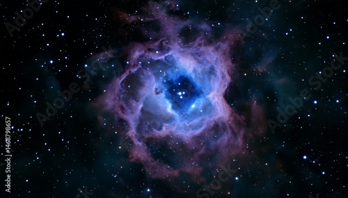Colorful Nebula with Stars in the Center of the Galaxy Space Background