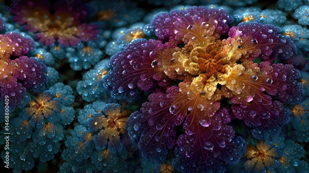 Fototapeta premium Fractal abstract art in vivid colors digital canvas nature inspired colorful design close-up view