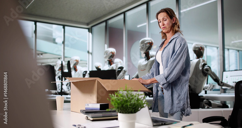 Woman Versus Robot In Office Job Takeover