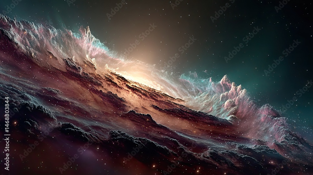 Fototapeta premium Discovering colorful nebulas and stunning galaxy views from cosmic locations in deep space