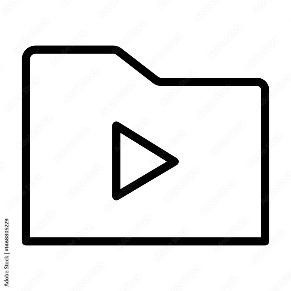 Video Folder Vector Line Icon Design Video Folder Vector Line Icon Design