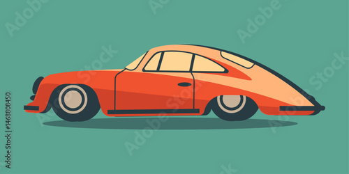 Stylized retro car in side view. Great for transportation design, vintage auto themes, posters, and merchandise.